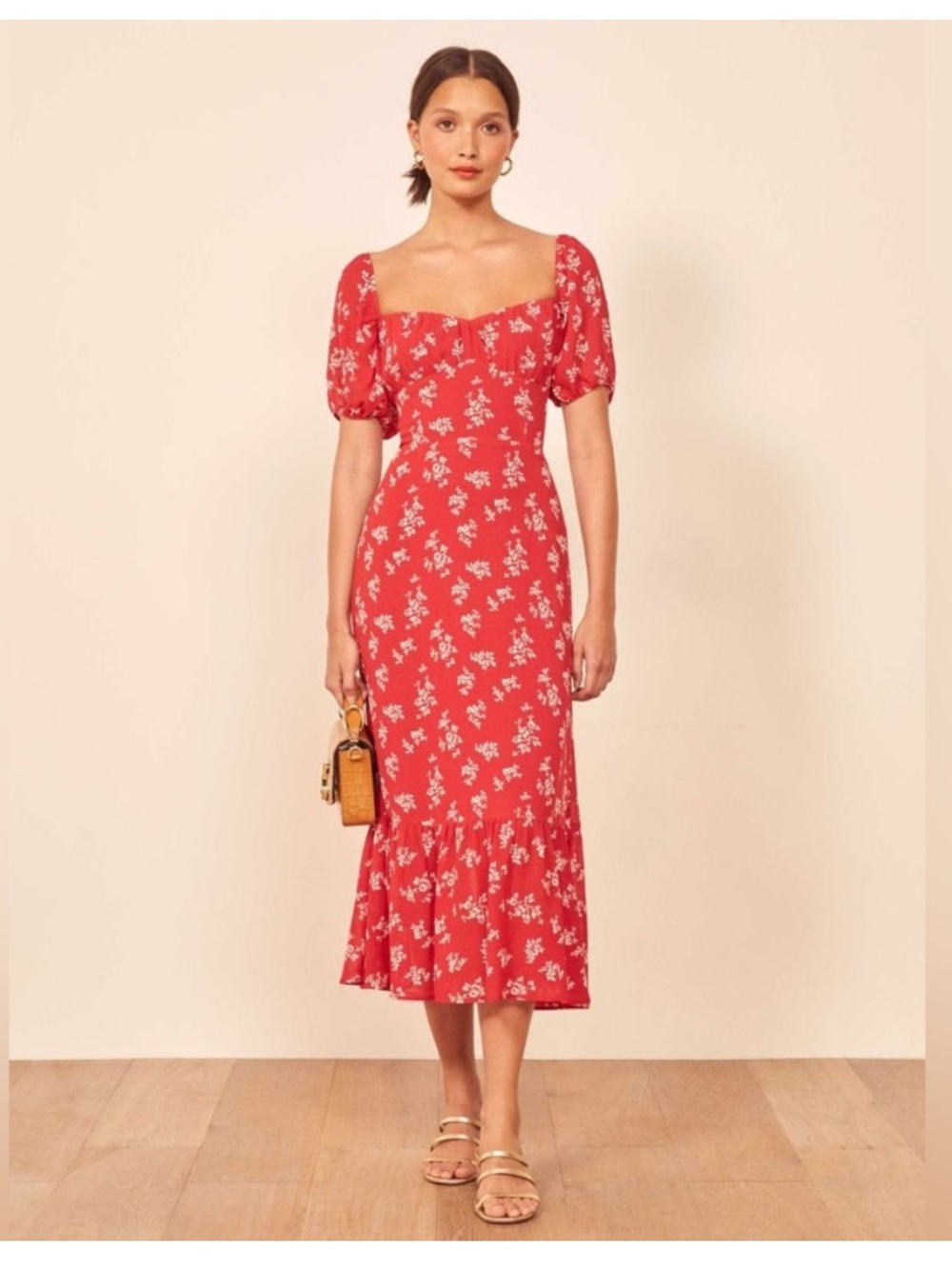 New Reformation Hannah Summer Dress Size 4 Floral Red - Picture 1 of 12